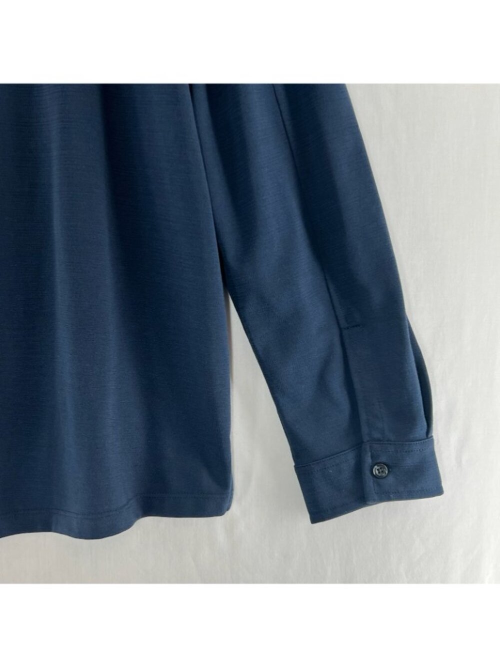 Robert Barakett Shirt Men 2XL Textured Slub Long Sleeve Button Up Knit Navy Blue - Picture 9 of 10